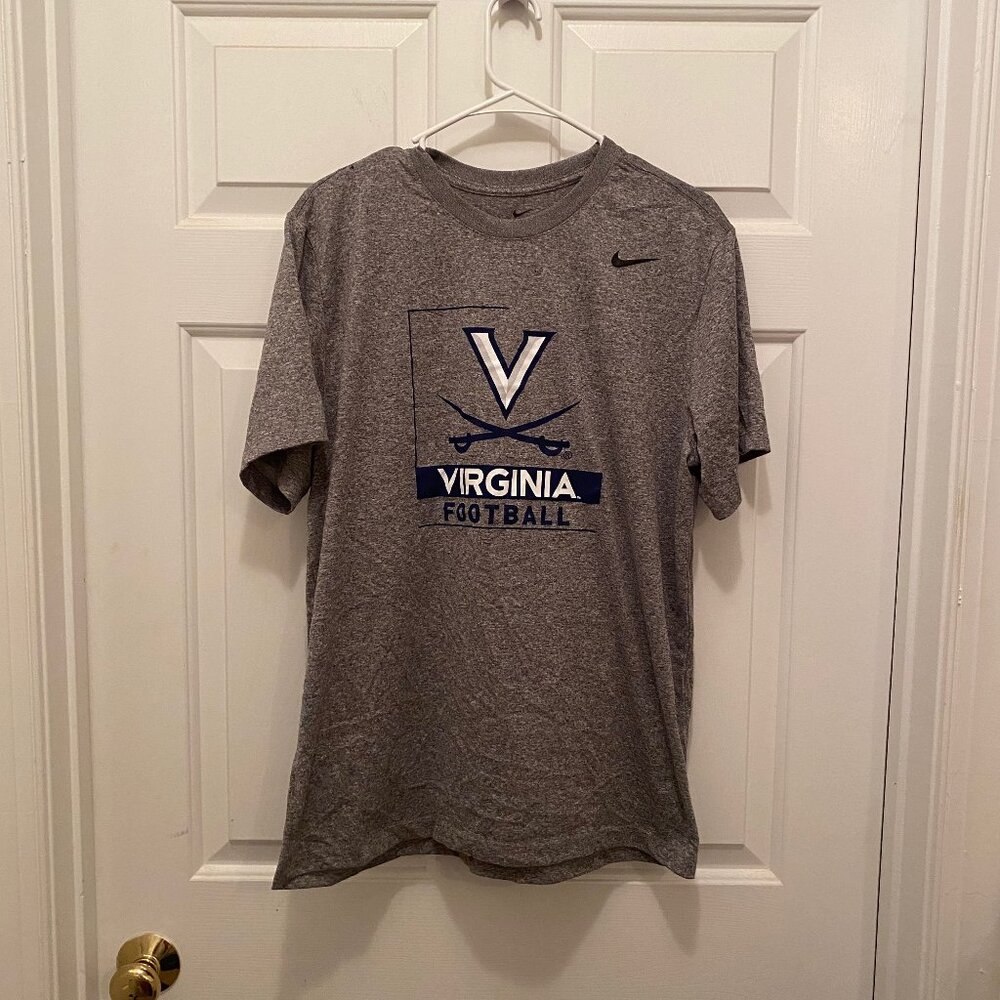 Virginia UVA Cavaliers Football Team Issued Nike Gray Blue White T-Shirt XL